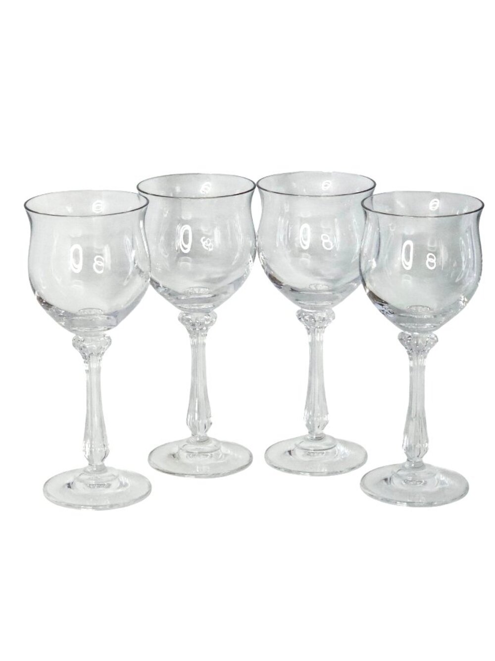 4 Mikasa Ardmore Wine Glasses 7" ribbed stem fine crystal fluted rim Germany - Picture 1 of 11